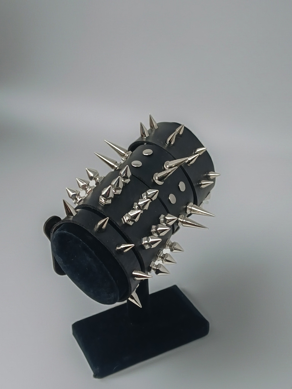 Y2K Adjustable Black Spike & Stud Leather Bracelet Bundle -Set Of 4 - Picture 2 of 8